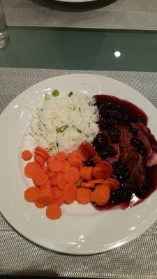 Poitrine de canard au coulis de bleuet